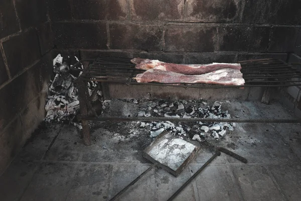 Grillezett Nyers Hús Tradicionális Argentin Konyha Asado Barbecue Patagónia Argentína — Stock Fotó