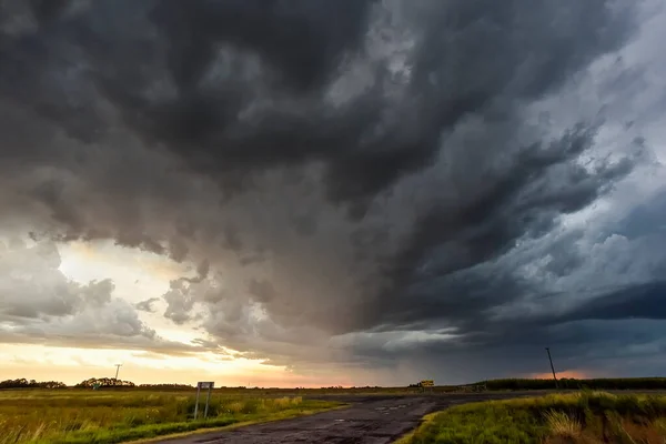 Stormy sky due to rain in the Argentine countryside, La Pampa province, Patagonia, Argentina.