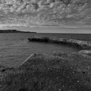 Yarımada Valdes, Dünya Mirası, Patagonya Arjantin 'deki kayalıkları olan kıyı manzarası