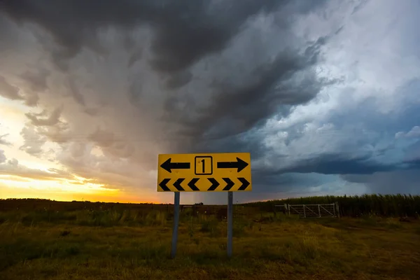 Stormy sky due to rain in the Argentine countryside, La Pampa province, Patagonia, Argentina.