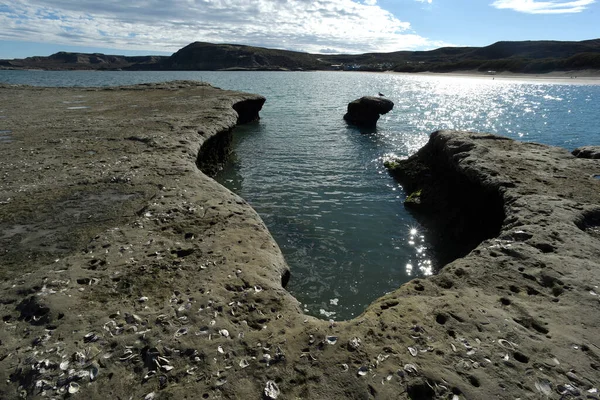 Прибрежный Пейзаж Скалами Полуострове Вальдес Объект Всемирного Наследия Патагония Аргентина — стоковое фото