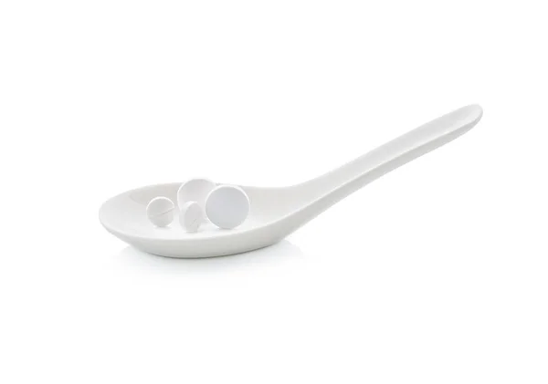 Pills Spoon White Tablets Spoon — Stock Photo, Image