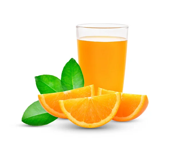 Fresh Orange Juice Fruits Isolated White — Stock Photo, Image