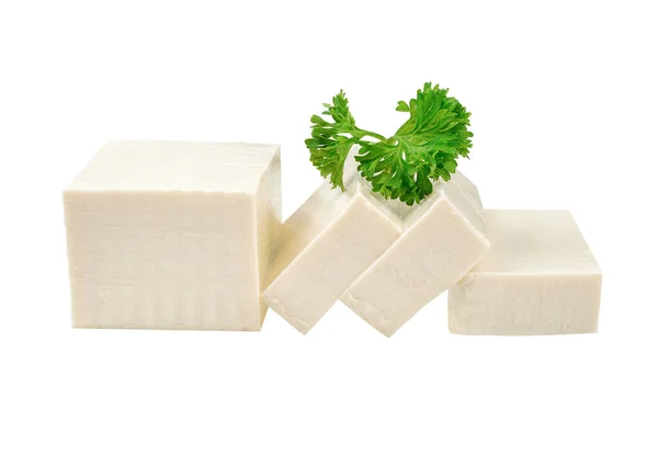 Beyaz Arkaplanda Izole Edilmiş Beyaz Tofu — Stok fotoğraf