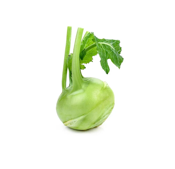 Kohlrabi Verde Fresco Aislado Sobre Fondo Blanco — Foto de Stock