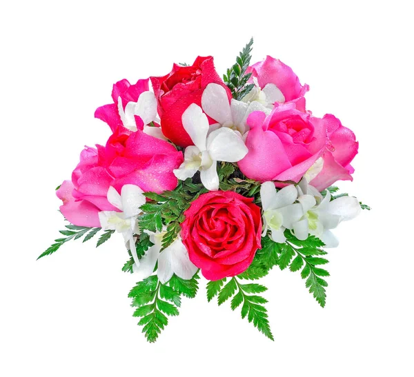 Krásné Růže Kytice Izolované Bílém Pozadí — Stock fotografie