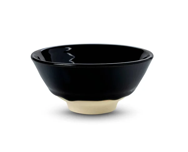 黑色陶瓷碗 空黑色碗 白色背景隔离 — 图库照片