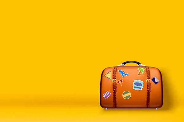 Travel case on yellow — Stock Vector