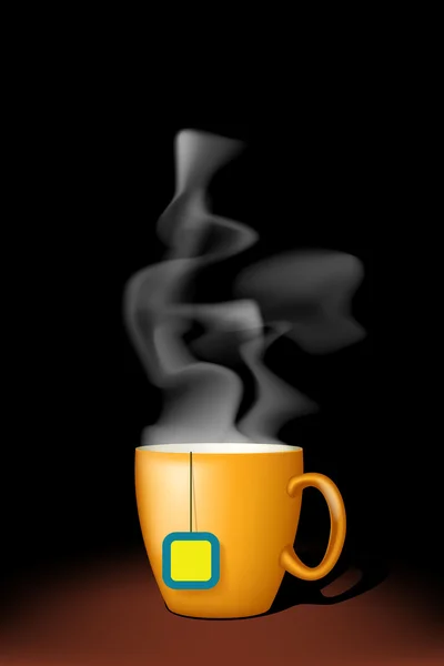 Taza de vapor amarillo — Vector de stock