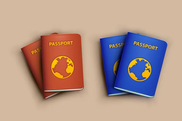 Pasaportes con sombras — Vector de stock