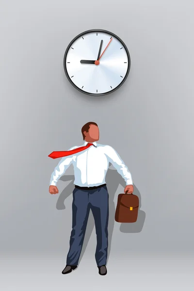 Hombre de negocios héroe reloj — Vector de stock