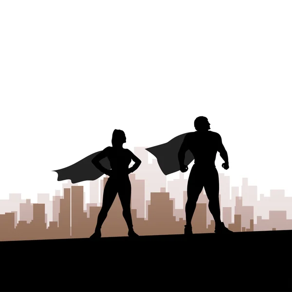 Ciudad super héroe — Vector de stock