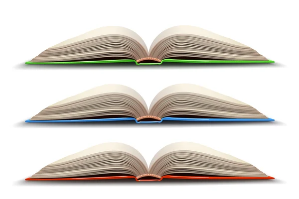 Drei aufgeschlagene Bücher — Stockvektor