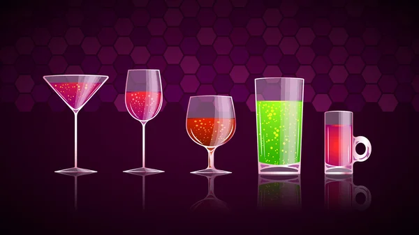 Glazen met dranken — Stockvector