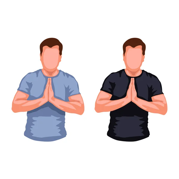 Silueta de hombres rezando — Vector de stock