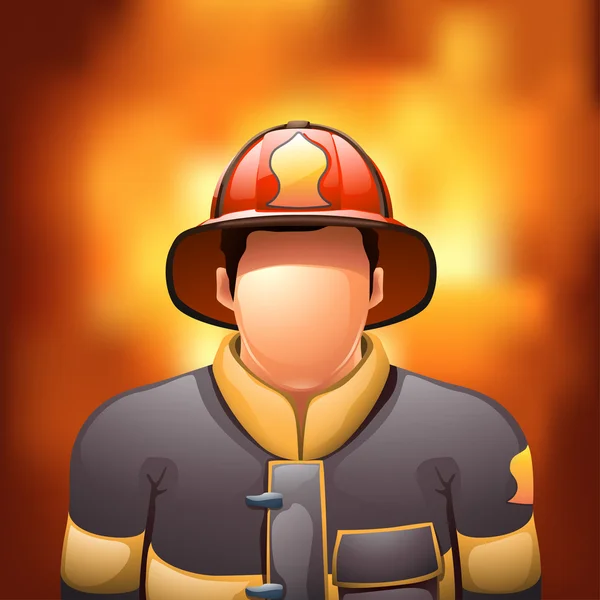 Feuerwehrmann mit Feuer — Stockvektor