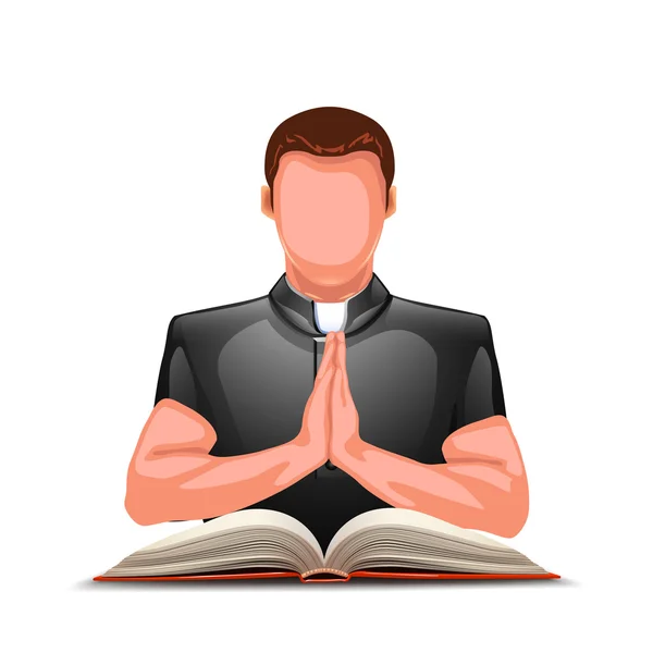 Priest praying with book — Stock Vector