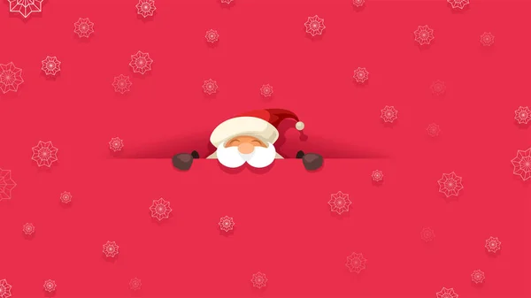 Санта Клаус улыбается на красном с снежинками — стоковый вектор