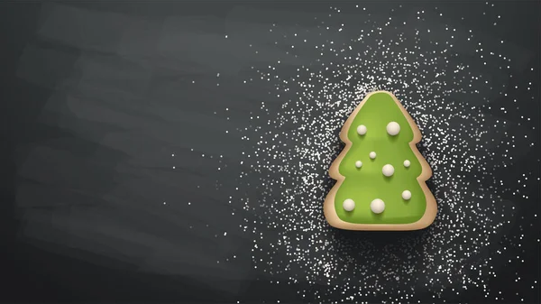 Рождественское печенье в форме дерева темная спина — стоковый вектор