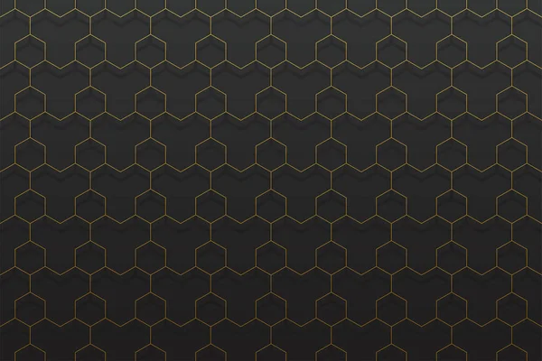 Patrón geométrico sin costura de metal dorado en negro — Archivo Imágenes Vectoriales