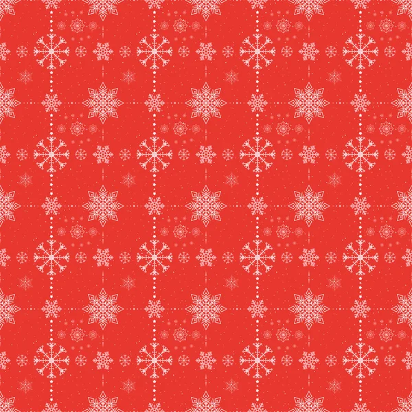 Navidad espalda roja con patrón de copos de nieve blancos — Archivo Imágenes Vectoriales