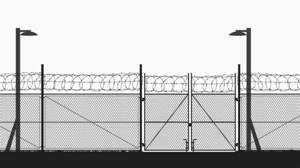 Vyhrazená plocha s řetězovým plotem na bílém — Stockový vektor