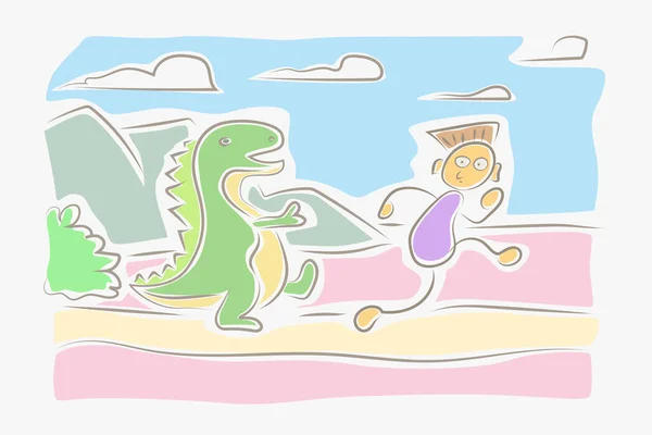 恐竜の絵を描く子供たち — ストックベクタ