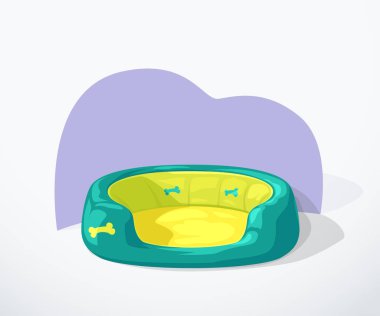 Çizgi film yeşil renkli beyaz köpek yatağı