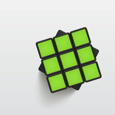 Solved green realistic rubik cube on white vector Solved green realistic rubik cube on white vector