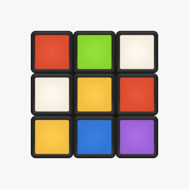 unsolved rubik cube front view on white clipart