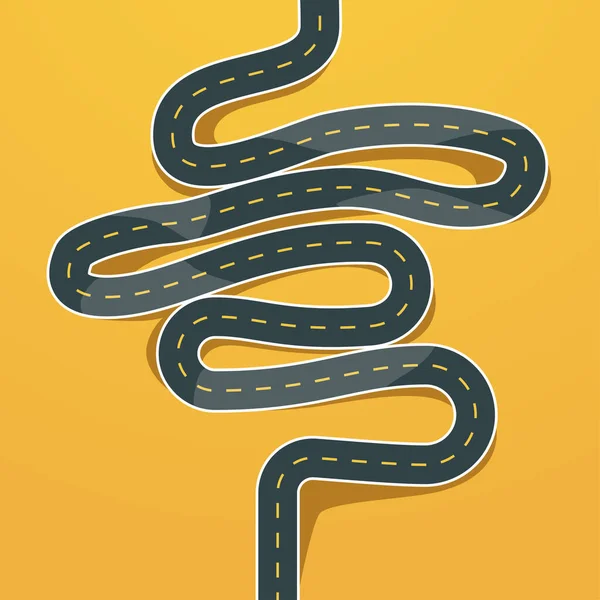Кривая дорога вид сверху на желтый — стоковый вектор