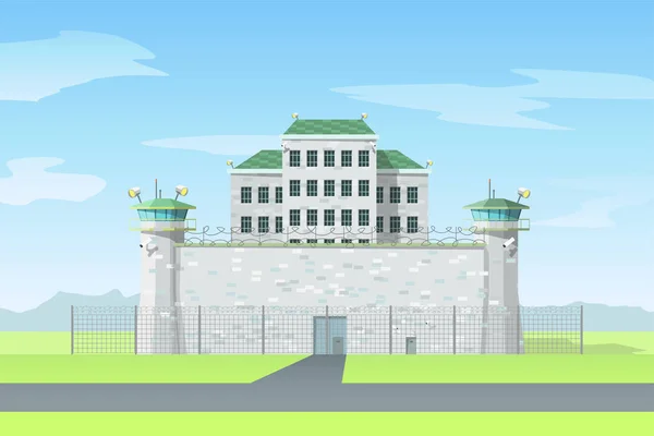 Γκρι χρώμα φυλακή με αλυσίδα μεταλλικό φράχτη — Διανυσματικό Αρχείο