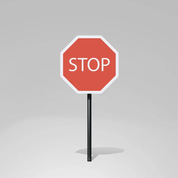 Color rojo stop señal de tráfico en blanco — Archivo Imágenes Vectoriales