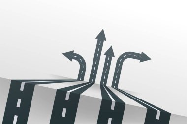 ok yol çizgileri beyaz üzerine dizili