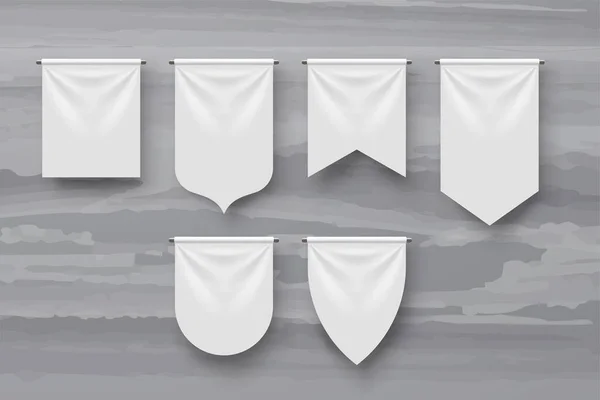 Banderines blancos realistas varias formas en conjunto — Vector de stock