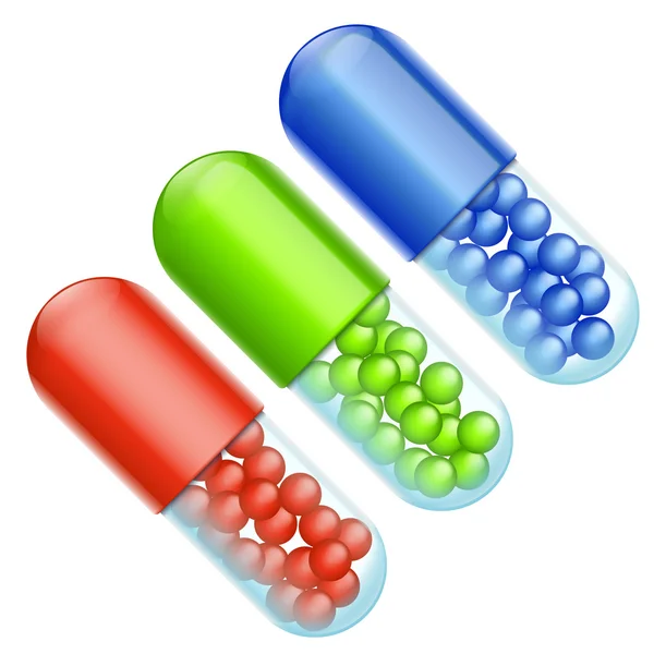 Pills three color — Stock Vector