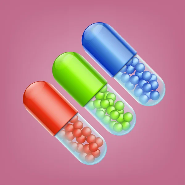 Three pills — Stock Vector