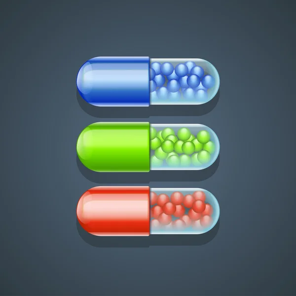 Three pills — Stock Vector