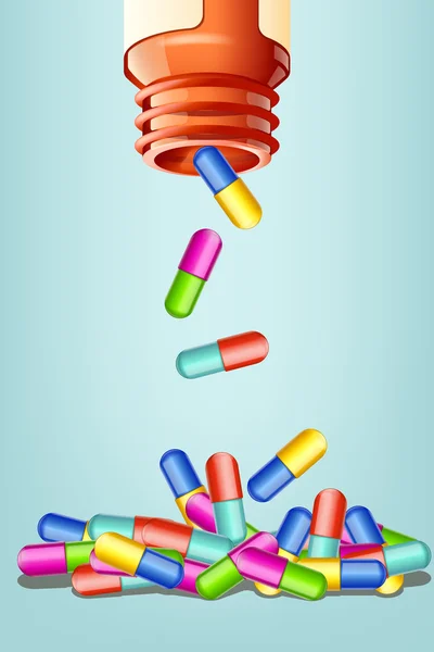 Pills with bottle — Stock Vector