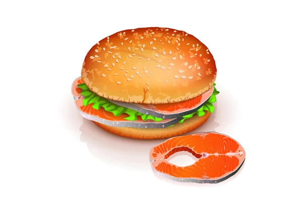 Ryby i burger — Wektor stockowy