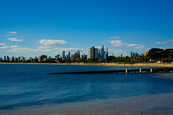 Kilda Vic Australia Nov 2020 Melbourne Cbd Skyline Utsikt Från — Stockfoto