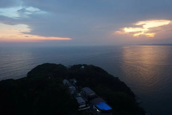 Захід Сонця Тлі Морських Краєвидів Острові Еносіма — стокове фото