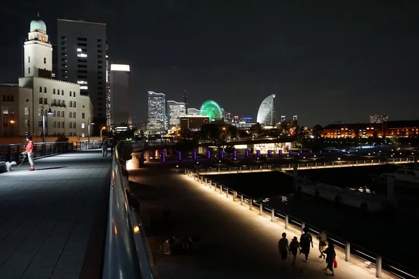 Kanagawa Eyaleti Japonya Eylül 2019 Gece Yokohama Limanı — Stok fotoğraf