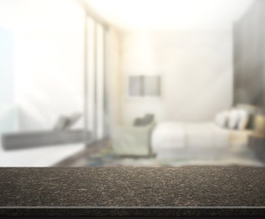 Masa üstü ve bulanıklık arka planda yatak odası