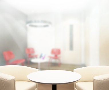 Bulanıklık arka planda Office ahşap masa