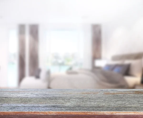 Bordsskivan och oskärpa bakgrund i sovrum — Stockfoto