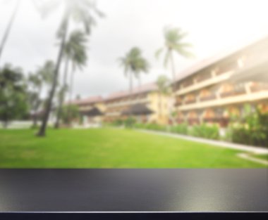 Top masa ve bina, arka plan bulanıklık