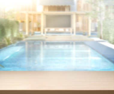 ahşap masa artalanını üst ve Havuzu