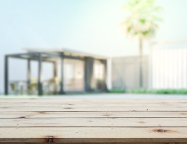 Top masa ve bina, arka plan bulanıklık