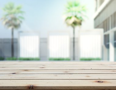 Top masa ve bina, arka plan bulanıklık